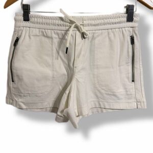 Athleta White Drawstring Shorts Zip Pockets Lounge Athletic Size 2